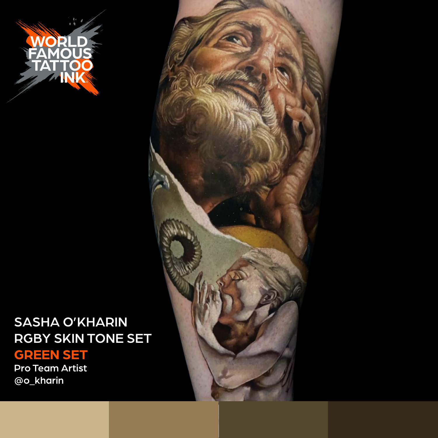 Sasha O’Kharin RGBY Skin Tone Green Mini Set of 4 Colors — World Famous — 1oz