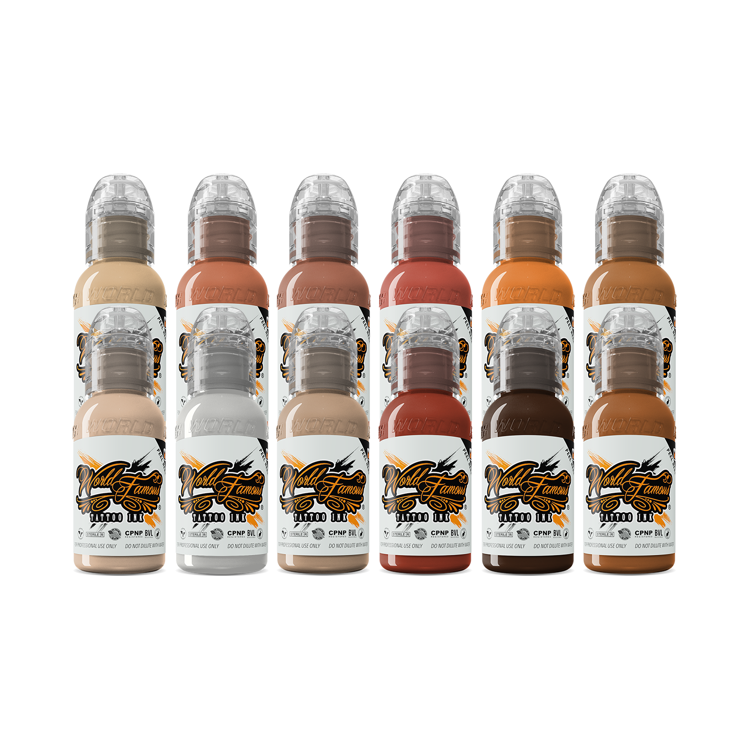 12 Color Skintone Set — World Famous Tattoo Ink — 1oz