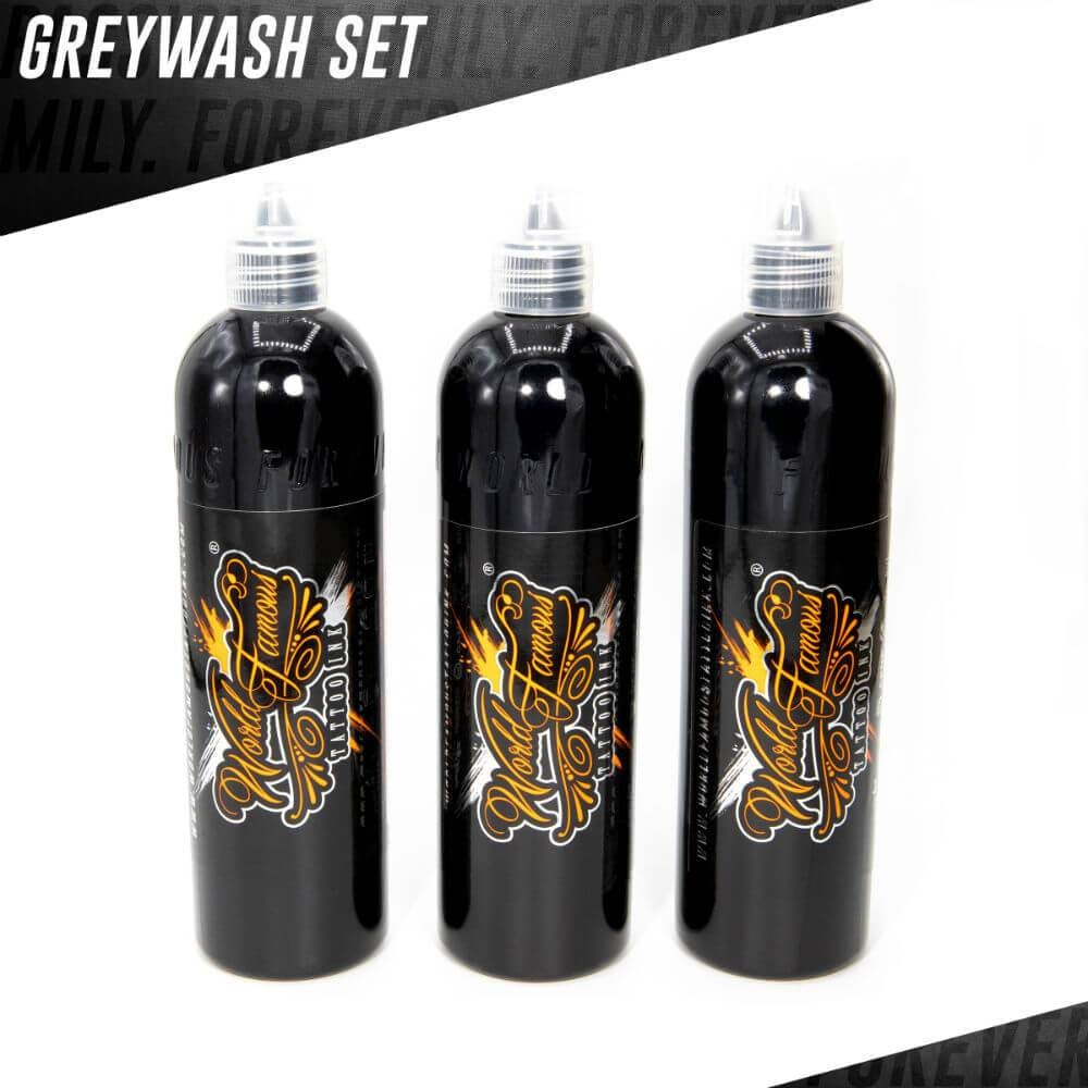 3 Bottle Greywash Set — World Famous Tattoo Ink — Pick Size
