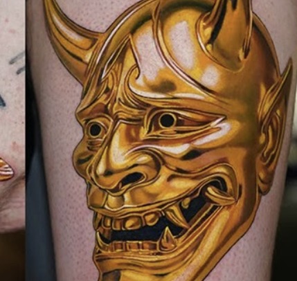 Pony Lawson tattoo — Plate 03.d · Hannya mask