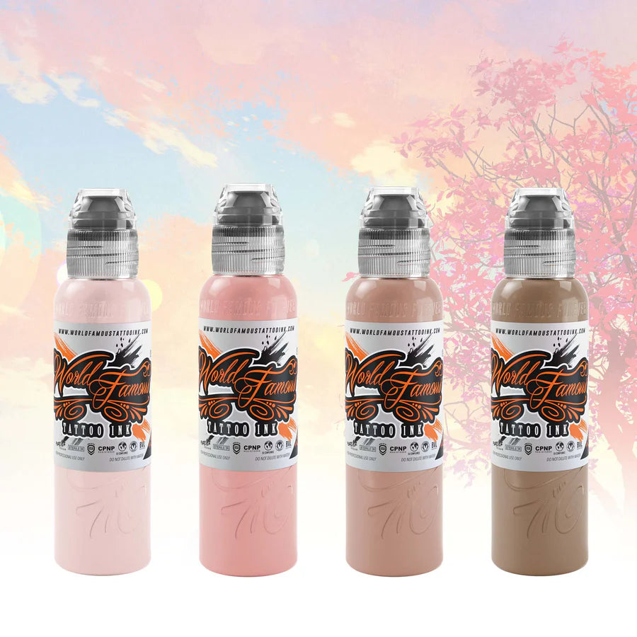 4 bottle Mak's Pink Skintone Set — World Famous Tattoo Ink — Pick Size
