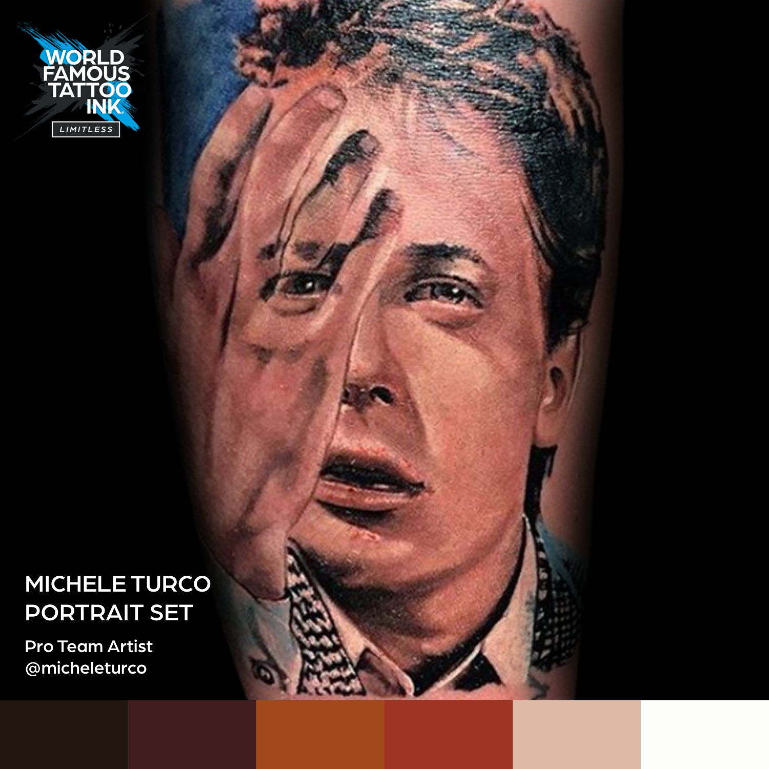 6 Color Michele Turco Portrait Set — World Famous Tattoo Ink — 1oz