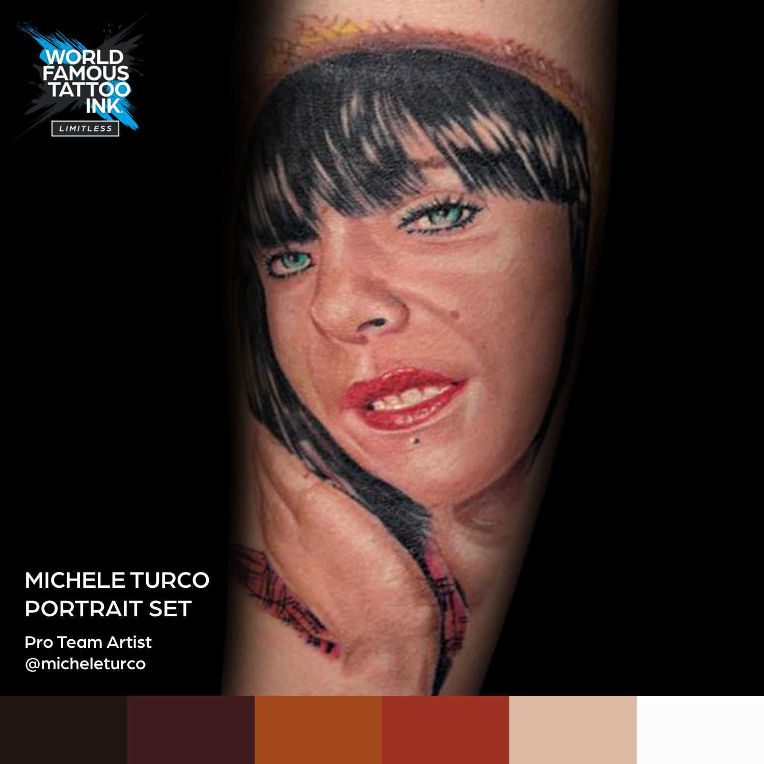 6 Color Michele Turco Portrait Set — World Famous Tattoo Ink — 1oz