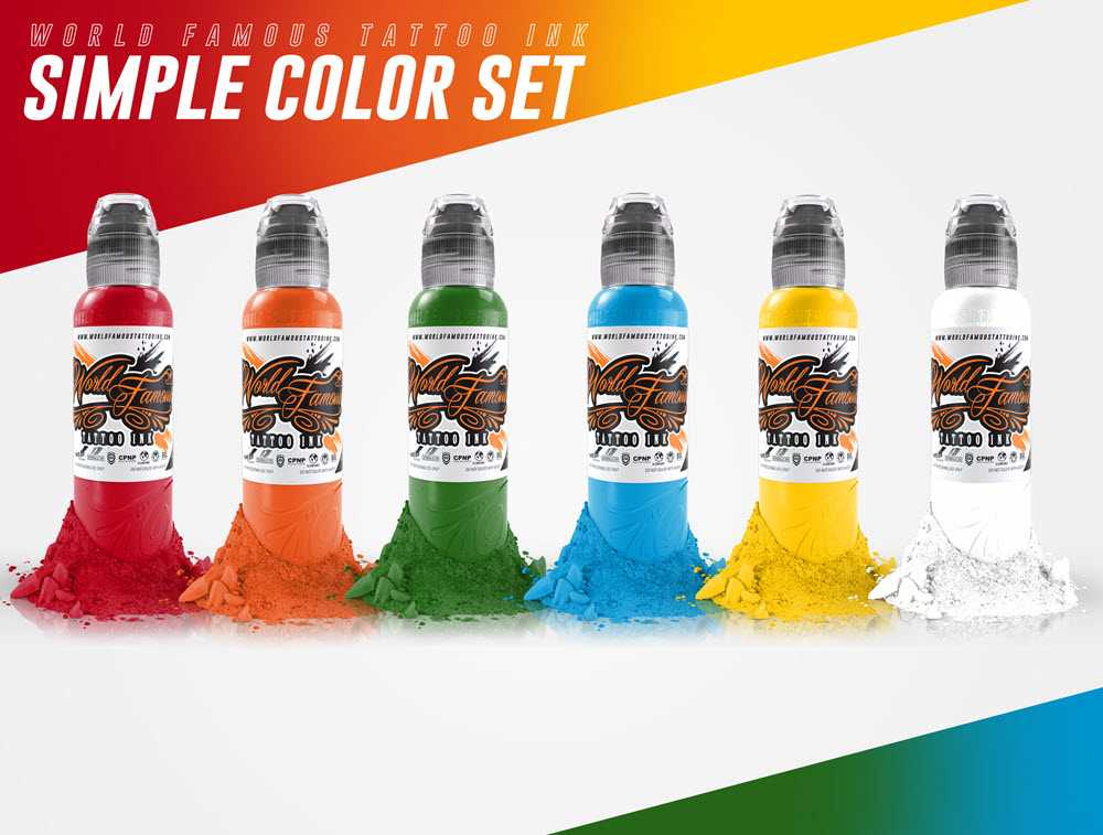 6 Color Simple Set — World Famous Tattoo Ink — 1oz