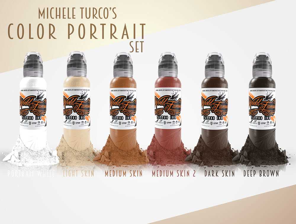 6 Color Michele Turco Portrait Set — World Famous Tattoo Ink — 1oz